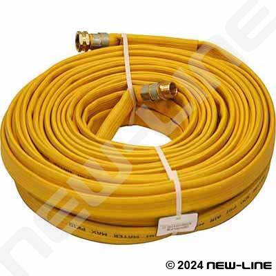 Yellow Layflat Hose/MxF NPS Thread Ends - Water Service Only