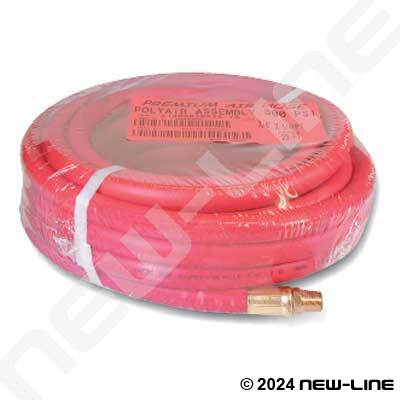 Red Polyair Hose with Crimped Male NPT