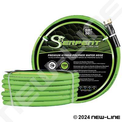 Green Serpent Garden Hose 150 PSI with Male & Female GHT