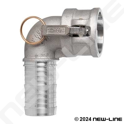 Stainless 90° Female Camlock x Hose