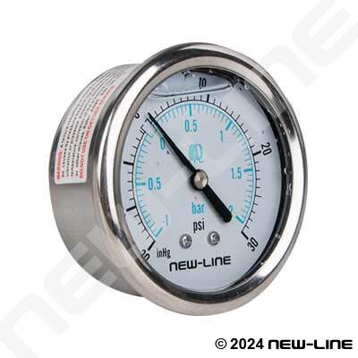 Liquid Compound <SS> Gauge With 1/4" Back Mount