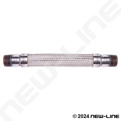 316 Stainless Steel Braided Hose with 316 MNPT Plain Ends