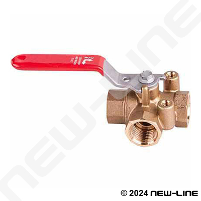 Brass 3-Way Diverter Ball Valve with Mounting Pad (L-Flow)