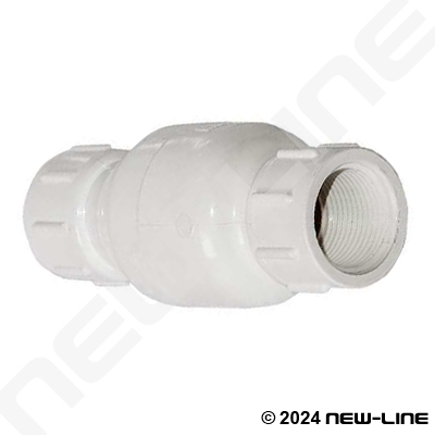 PVC In-Line NPT Check Valve/Stainless Spring and EPDM Seal