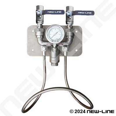 H & C Water Mix Station/Stainless Ball Valves -w/ Temp Gauge