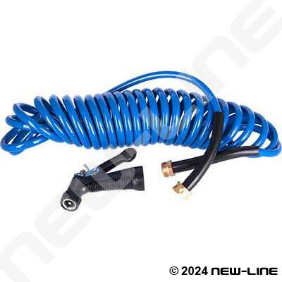 Blue Urethane Recoil Garden Hose/MxF GHT Ends (and Nozzle)