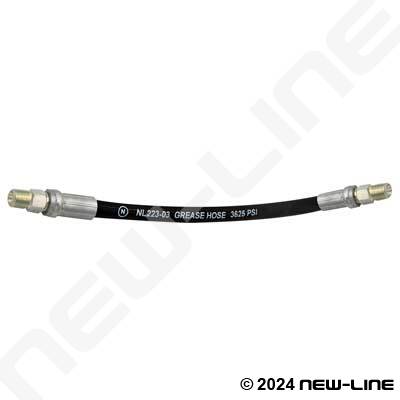 Rubber Grease Whip Hose/Standard Plated Steel Male NPT Solid