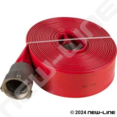 Red Ribbed PVC Layflat with Hardcoat Alum NPSH/BAT Ends