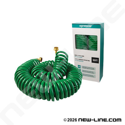 Green Recoil Garden Hose Assembly w/ Brass MxF GHT Ends