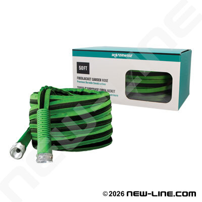 Green Fibre-Jacket Flat Garden Hose Assembly w/ MxF GHT Ends