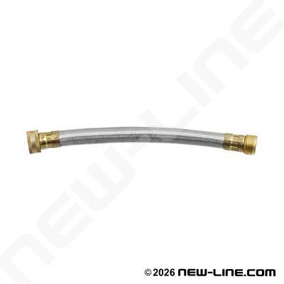 Stainless Braid 5/8" x 12" Long Hose Whip w/ MxF GHT