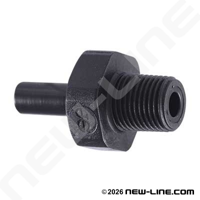 John Guest Metric Stem x Male BSPT Swivel Adapter - Black