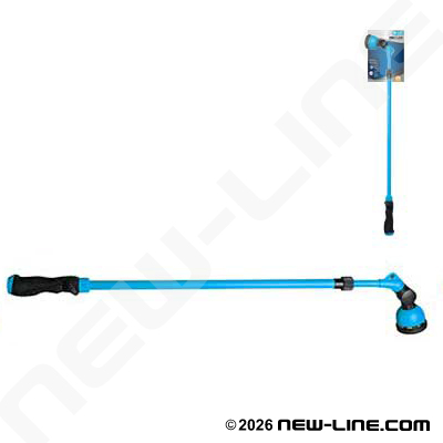 Blue Metal Long Wand 10 Pattern Shower With Shut-Off