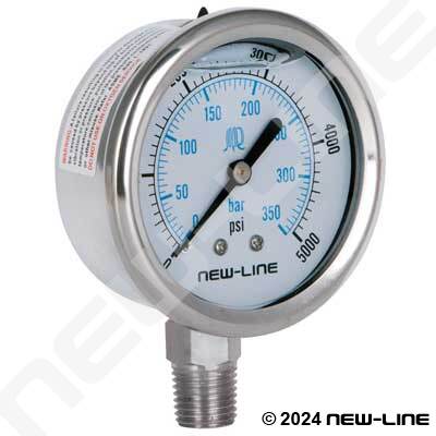 Liquid Compound <SS> Gauge With 1/4" Lower Mount