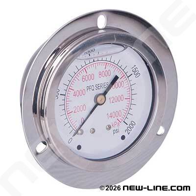 Liquid Filled Gauge, Center Back Mount/Factory Flange