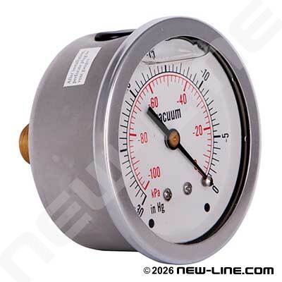 Liquid Filled Vacuum Gauge, Center Back Mount