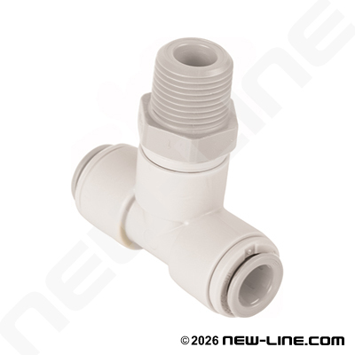 John Guest Polypro Tube x Male Thread Branch Tee Swivel