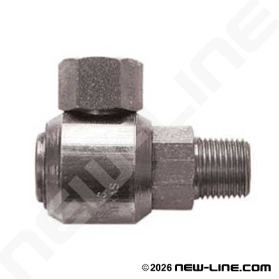 Male NPT Stem x Female ORSF 90° Live Swivel
