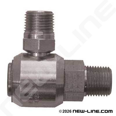 Male NPT Stem x Male NPT 90° Live Swivel