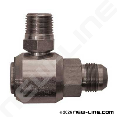 Male JIC Stem x Male NPT 90° Live Swivel