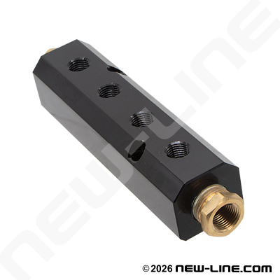 Aluminum Manifold 3/8" Run x 4-Way 1/4" Outlet