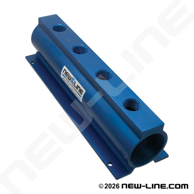 Aluminum Manfiold 2" Run x 4-Way 3/4" Outlet