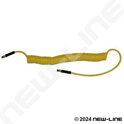 Yellow Urethane Self Coiling Hose with Male NPT Ends