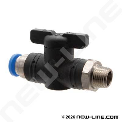 PTC Metric Tube x Male Thread Straight Ball Valve