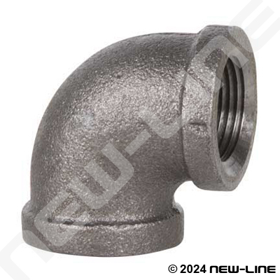 1 1/4" x 1/2" BLACK MALLEABLE IRON REDUCING ELBOW BSPT 
