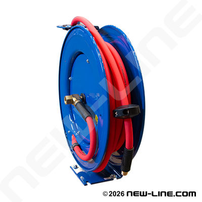 HD Spring Rewind Hose Reel w/ Red Serpent Air Hose