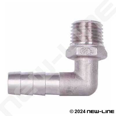 Stainless 90° Hose Barb x Male NPT