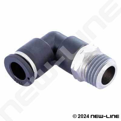 Fuel Quick Connect 3/8 Steel to 3/8 Nylon Tubing 90° Push-On